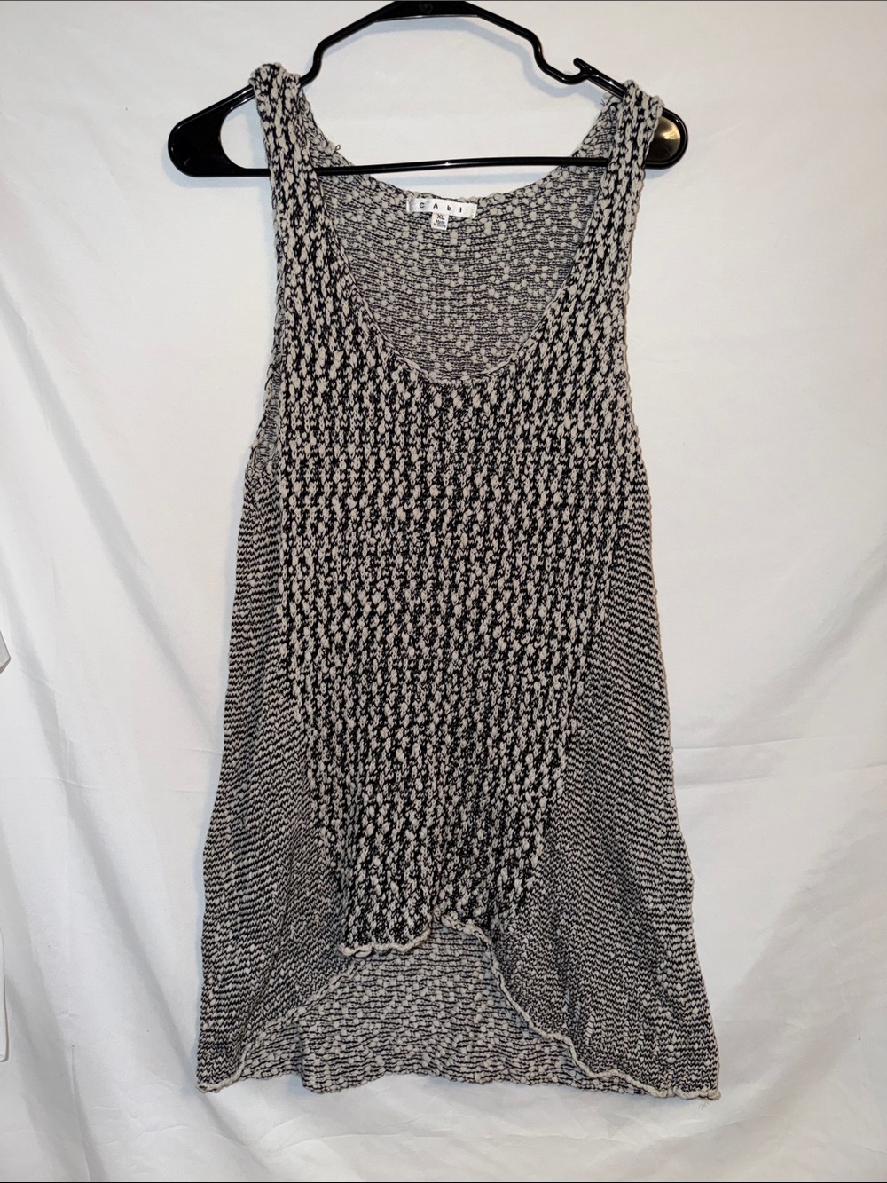 CAbi Black & Cream Textured Knit Tank